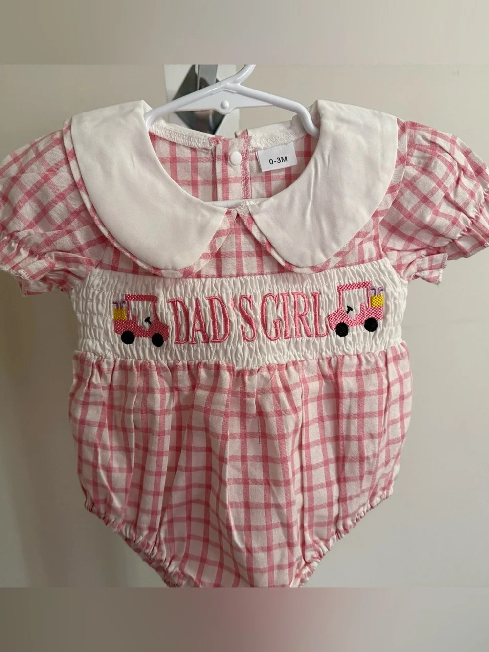 New Smocked Dad’s Girl Golf Cart Bubble Romper